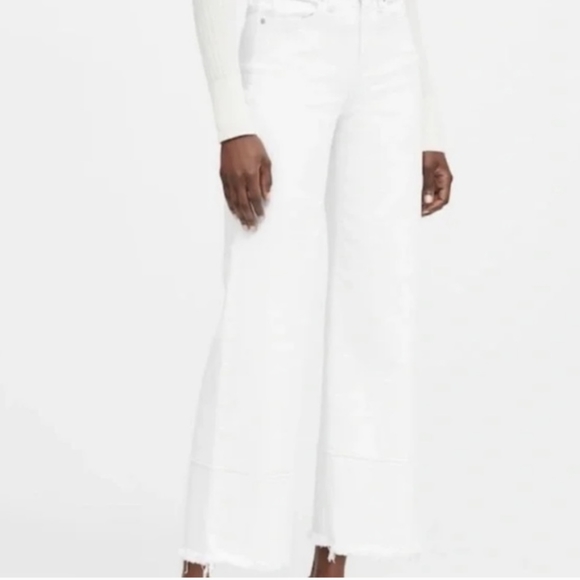 Banana Republic White High Rise Wide Leg Crop Premium Denim Size 26 - Picture 7 of 14